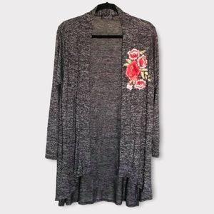 Modern Attraction Cardigan with Embroidered Floral Accent